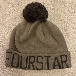 Fourstar vintage Brown Knit Beanie with Pom